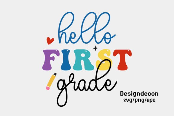 Hello First Grade Sign Retro SVG