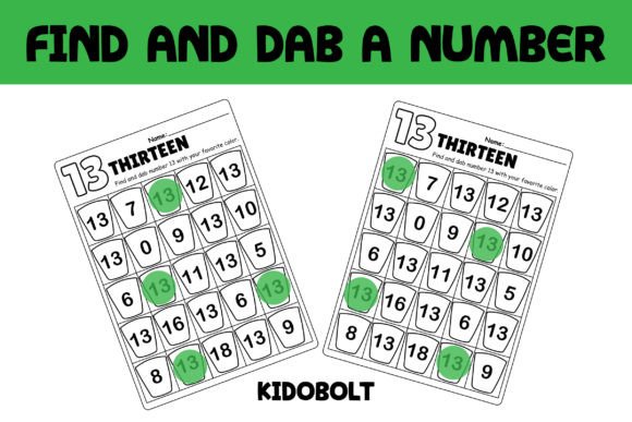 PreK Dab a Dot Number Worksheet - 13
