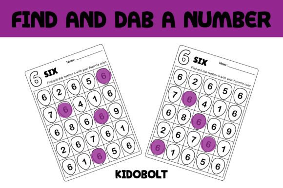 PreK Dab a Dot Number Worksheet - 6 and Kindergarten Number Dab a Dot Printable Worksheet