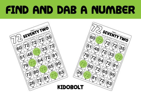 PreK Dab a Dot Number Worksheet - 72