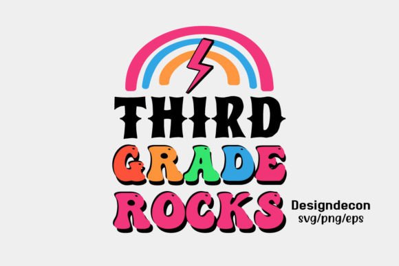 Third Grade Rocks Retro Sublimation SVG
